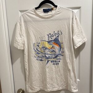 Ralph Lauren “Marlin Club” Classic Fit White Tee Sz M
